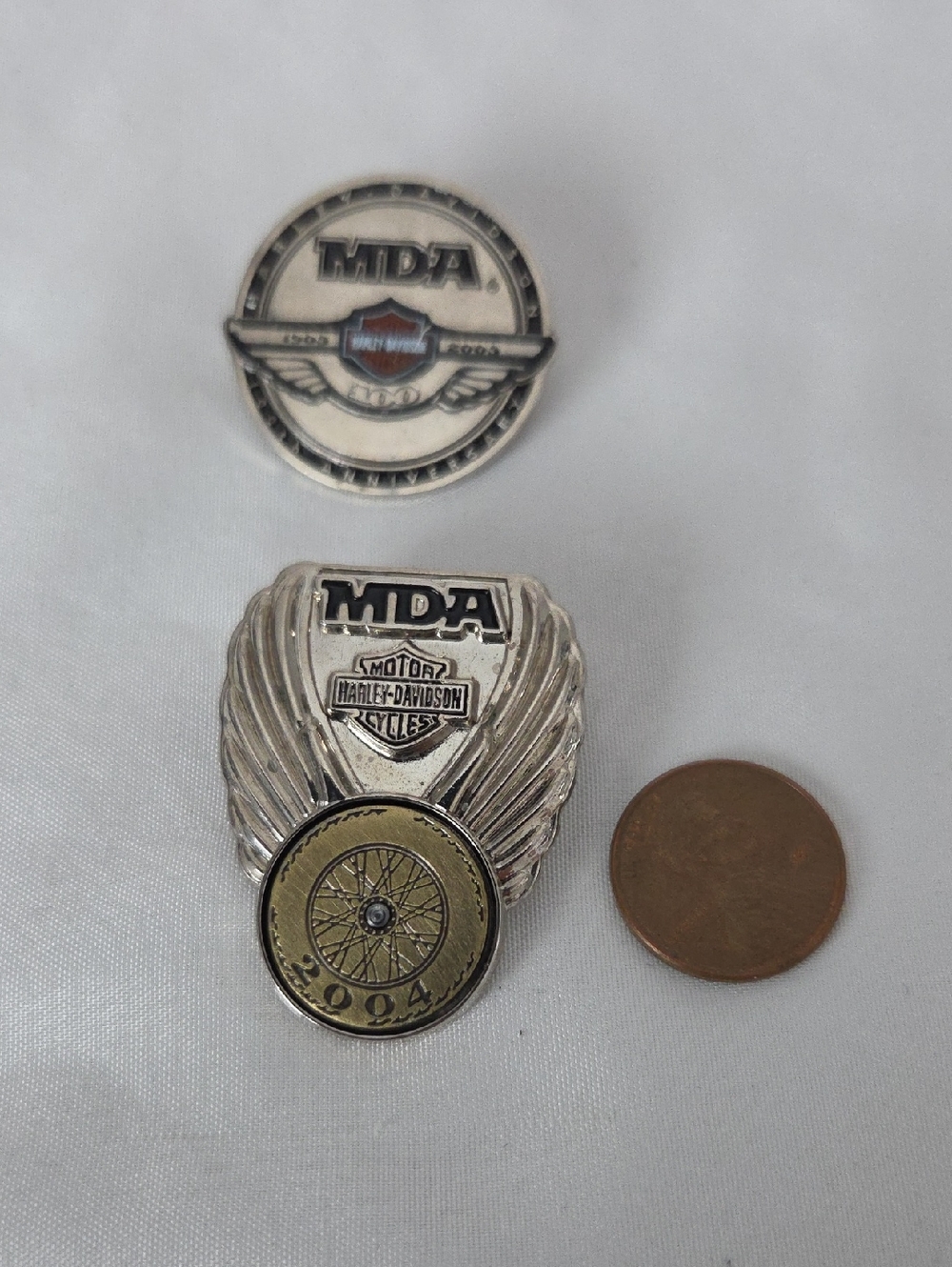 Harley-Davidson Silver & Gold MDA Winged Pin Set
